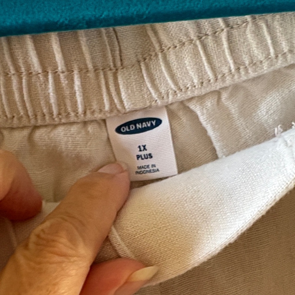Old Navy Cream Wide Leg Pants linen material - Picture 3 of 8